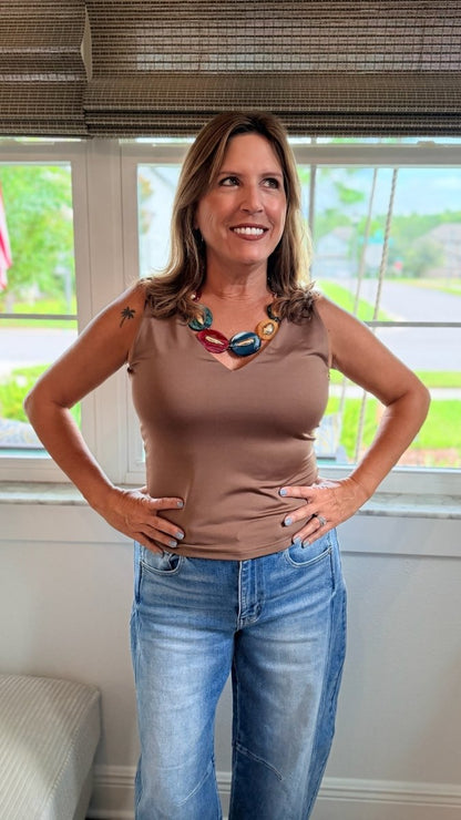 Second Skin Tank In Light Mocha - Macoma Boutique110 Tanks