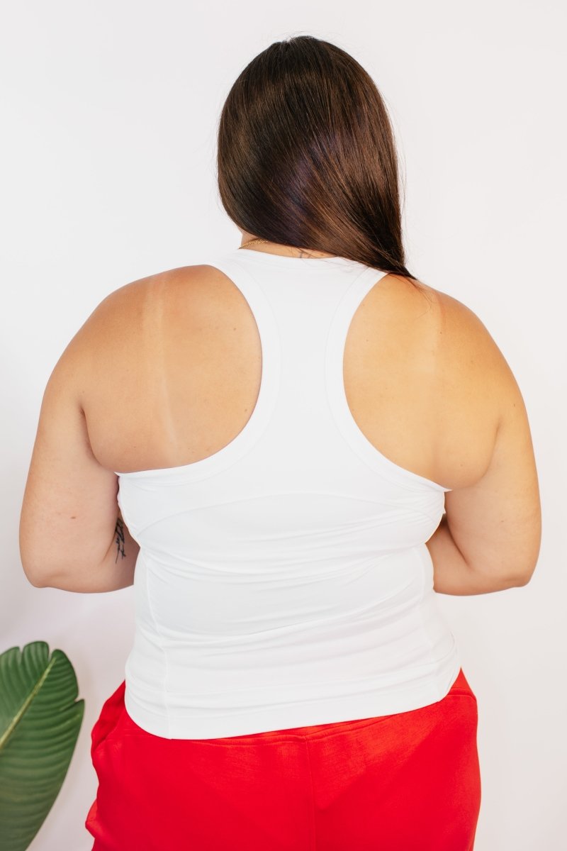 Second Skin White Racerback Tank - Reg & Curvy - Macoma Boutique110 Tanks