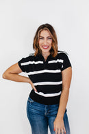 Seeing Stripes Top in Black - Macoma Boutique100 Short Sleeve