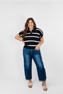 Seeing Stripes Top in Black - Macoma Boutique100 Short Sleeve