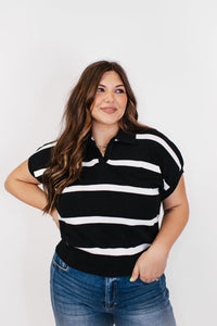 BLACK FRIDAY DEAL: Seeing Stripes Top in Black- FINAL SALE
