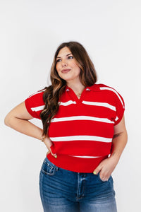 BLACK FRIDAY DEAL: Seeing Stripes Top in Red FINAL SALE