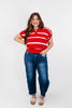 Seeing Stripes Top in Red - Macoma Boutique100 Short Sleeve