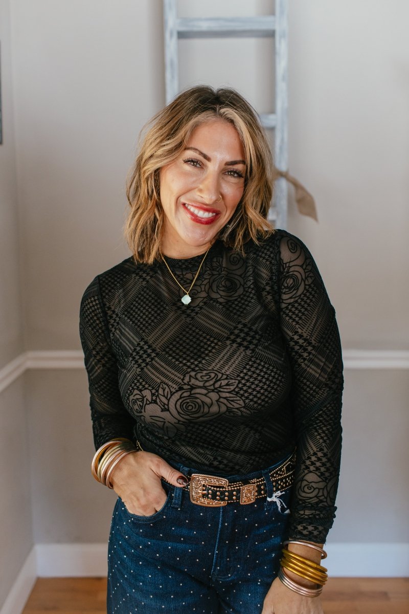 Sheer Noir Top - Macoma Boutique120 Long Sleeve