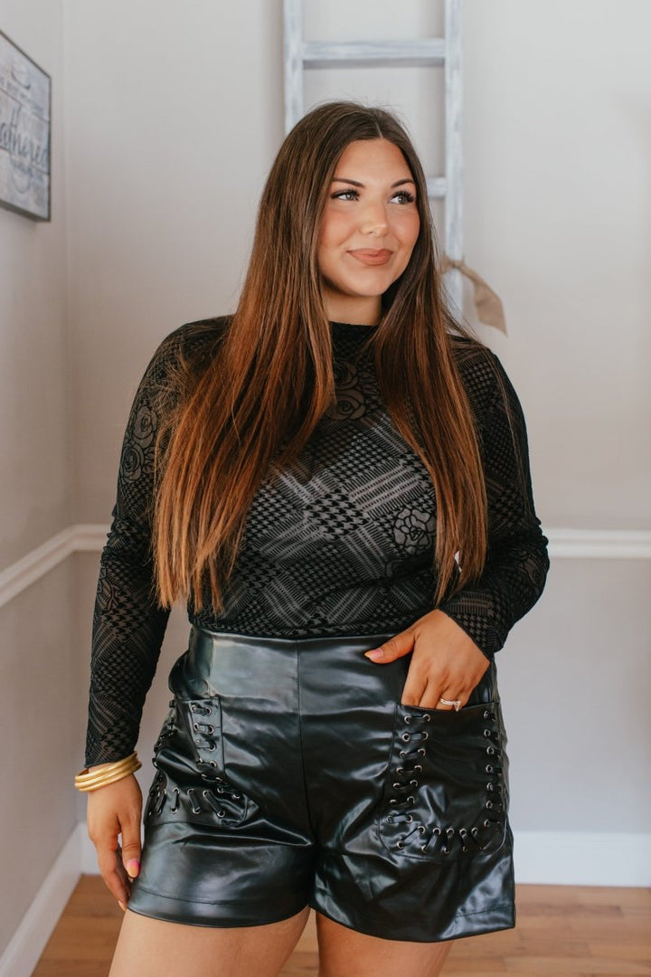 Sheer Noir Top - Macoma Boutique120 Long Sleeve