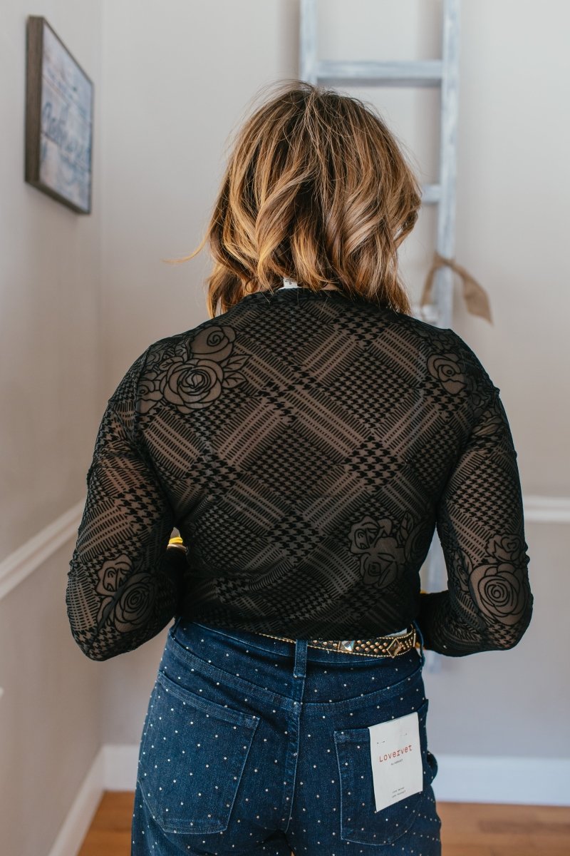 Sheer Noir Top - Macoma Boutique120 Long Sleeve