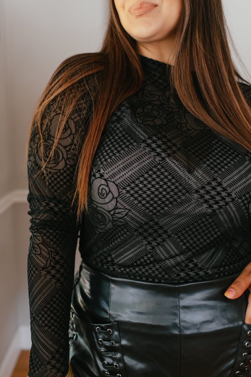 Sheer Noir Top - Macoma Boutique120 Long Sleeve