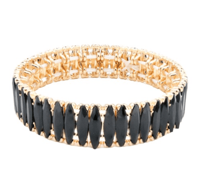 Shimmer in Style Stretch Bracelet in Gold Plated With Black - Macoma Boutique315 Jewelry