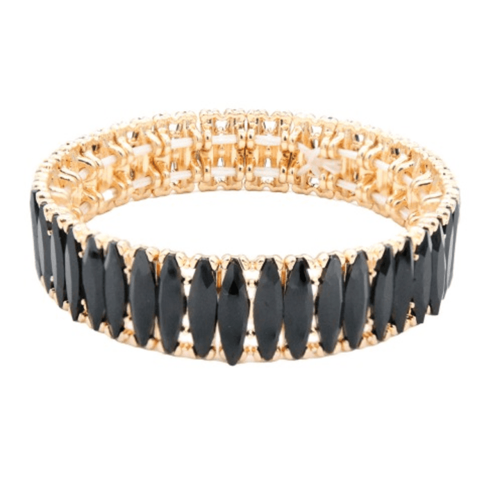 Shimmer in Style Stretch Bracelet in Gold Plated With Black - Macoma Boutique315 Jewelry