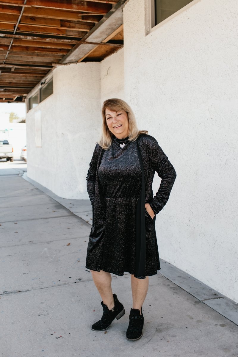 Shimmer & Slay Dress In Black - Reg & Curvy