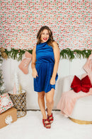 Shimmer & Slay Dress In Blue - Reg & Curvy - Macoma Boutique250 Dresses