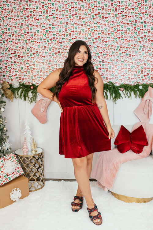 Shimmer & Slay Dress In Red - Reg & Curvy - Macoma Boutique250 Dresses