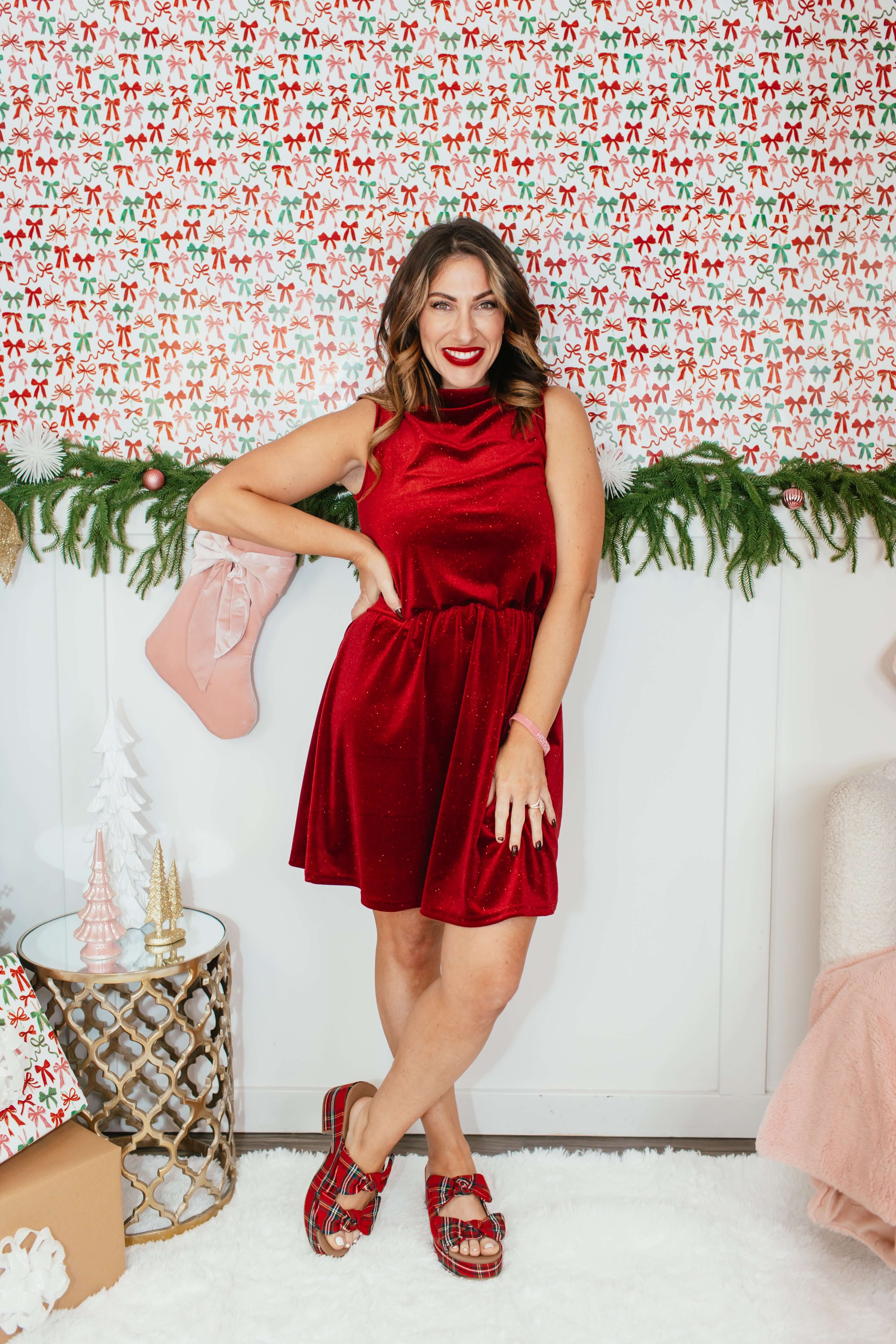Shimmer & Slay Dress In Red - Reg & Curvy