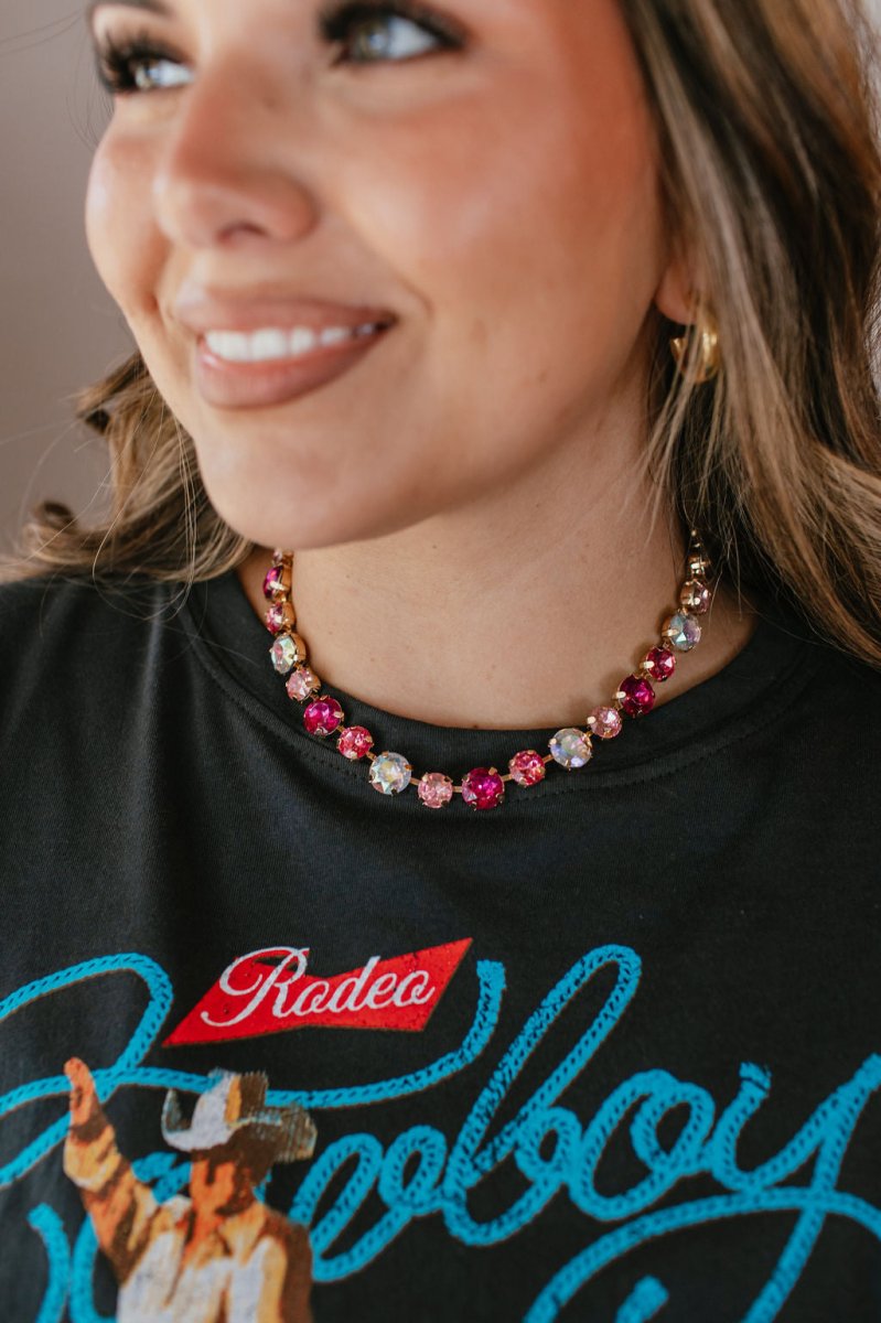 Shine Bright Magnetic Necklace In Pink Crystal - Macoma Boutique310 Accessories/Jewelry
