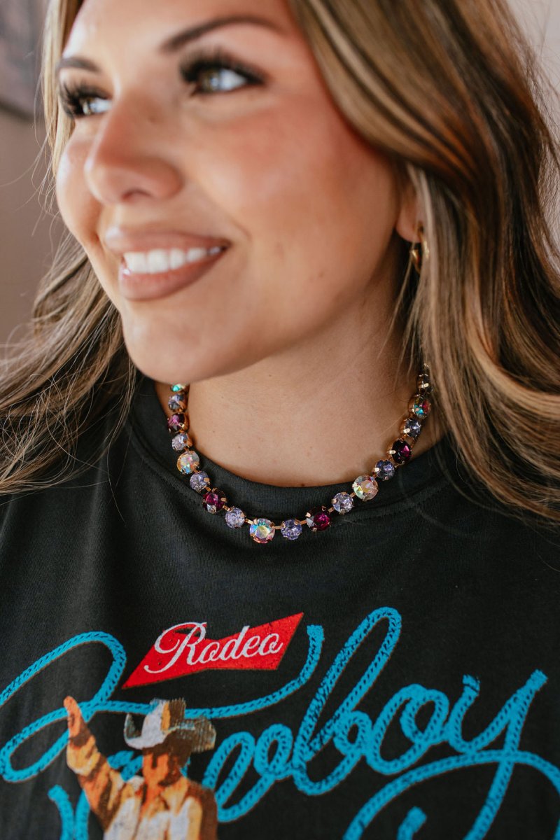 Shine Bright Magnetic Necklace In Purple Mix Crystal - Macoma Boutique310 Accessories/Jewelry