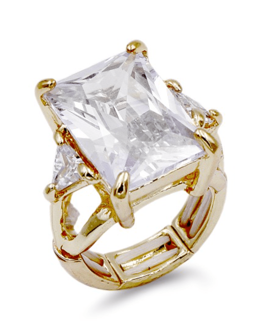 Shine Bright Stretch Ring in Gold Plated With Clear Stone - Macoma Boutique315 Jewelry