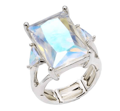 Shine Bright Stretch Ring in Rhodium Plated With AB Stone - Macoma Boutique315 Jewelry