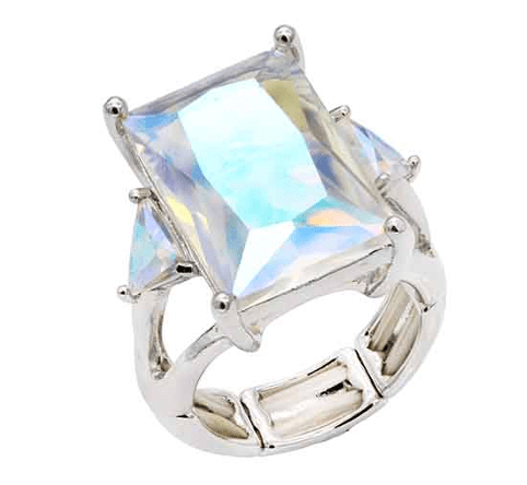 Shine Bright Stretch Ring in Rhodium Plated With AB Stone - Macoma Boutique315 Jewelry