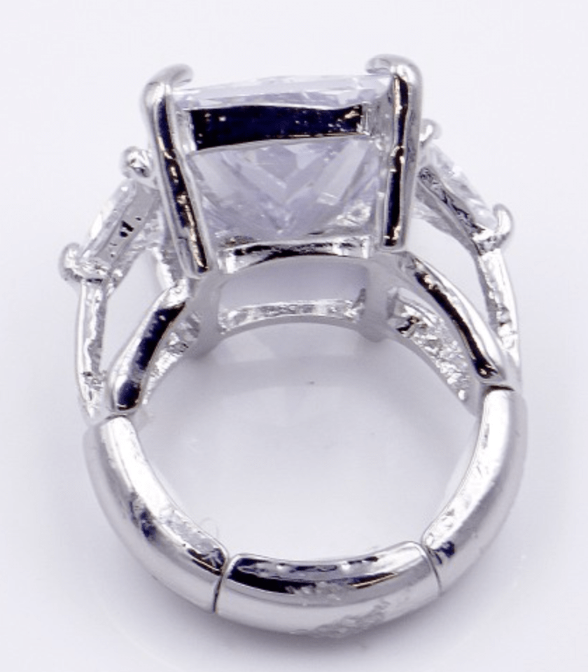 Shine Bright Stretch Ring in Rhodium Plated With Clear Stone - Macoma Boutique315 Jewelry