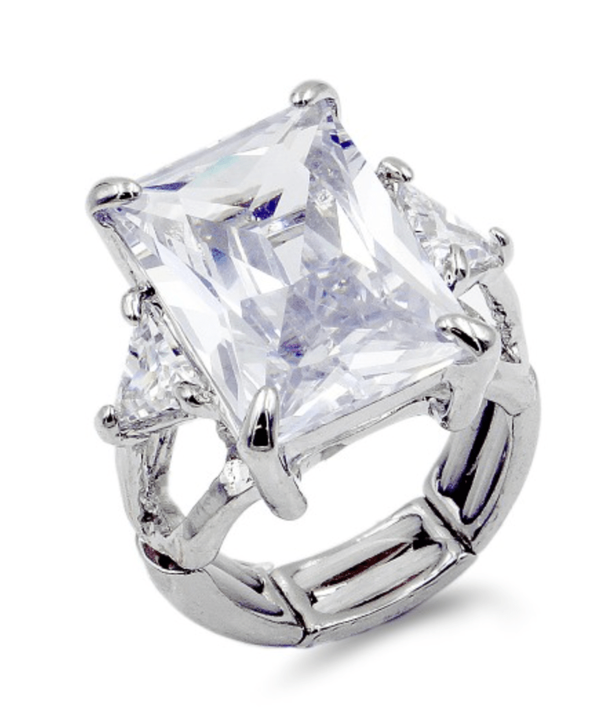 Shine Bright Stretch Ring in Rhodium Plated With Clear Stone - Macoma Boutique315 Jewelry