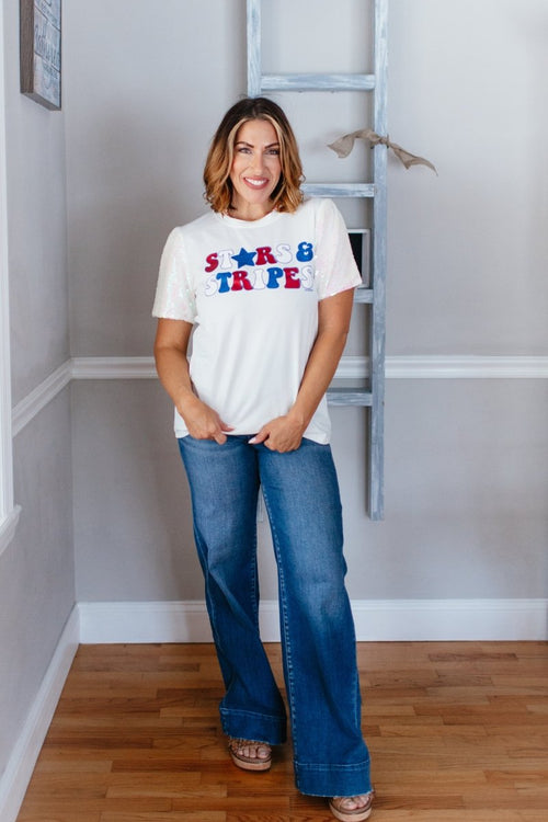 Shine On America Top - Reg/Curvy - FINAL SALE - Macoma Boutique100 Short Sleeve