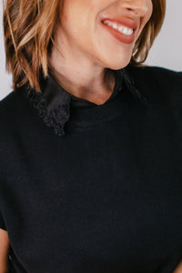 Shirt Collar In Black Lace