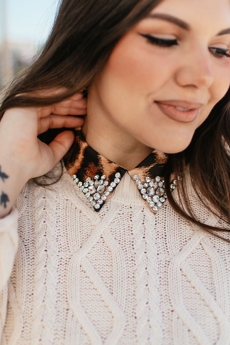 Shirt Collar In Clear Leopard - Macoma Boutique310 Accessories/Jewelry