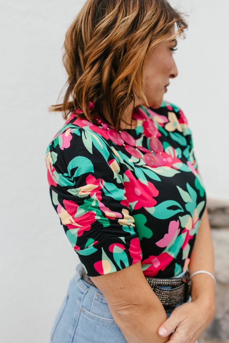 Showers Bring Flowers Top - Reg/Curvy - Macoma Boutique100 Short Sleeve