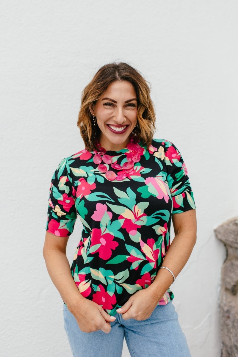 Showers Bring Flowers Top - Reg/Curvy - Macoma Boutique100 Short Sleeve