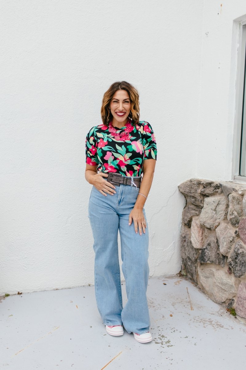 Showers Bring Flowers Top - Reg/Curvy - Macoma Boutique100 Short Sleeve