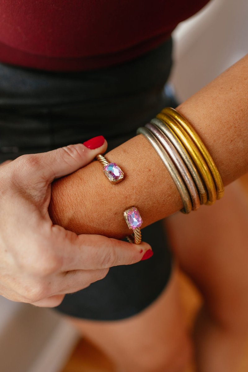 Sienna by Tova Charlie Cuff In Rectangle/Pink - Macoma Boutique310 Accessories/Jewelry