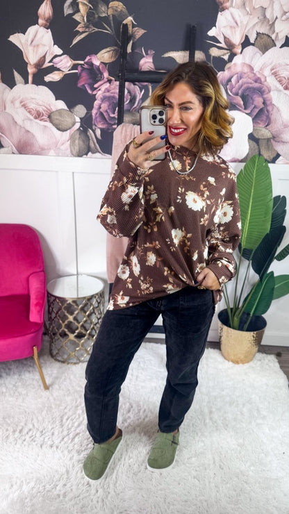 Sierra Pullover In Brown - Reg & Curvy - Macoma Boutique120 Long Sleeve