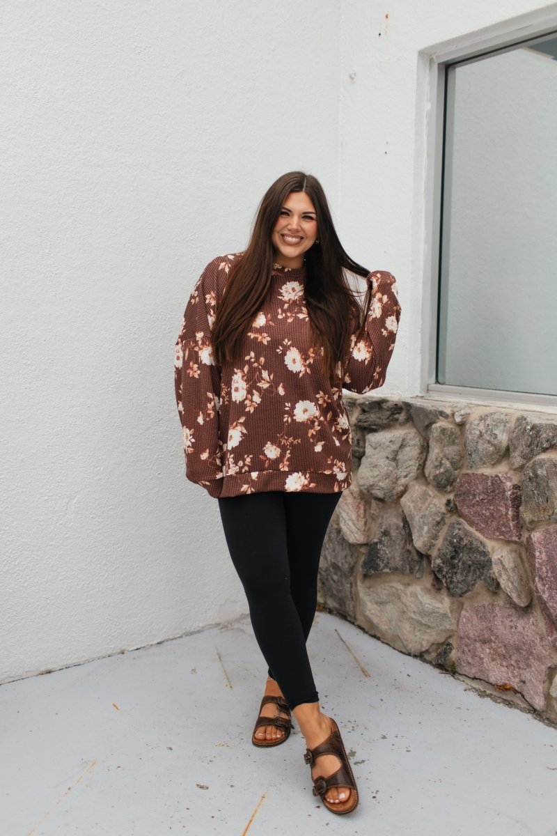 Sierra Pullover In Brown - Reg & Curvy - Macoma Boutique120 Long Sleeve