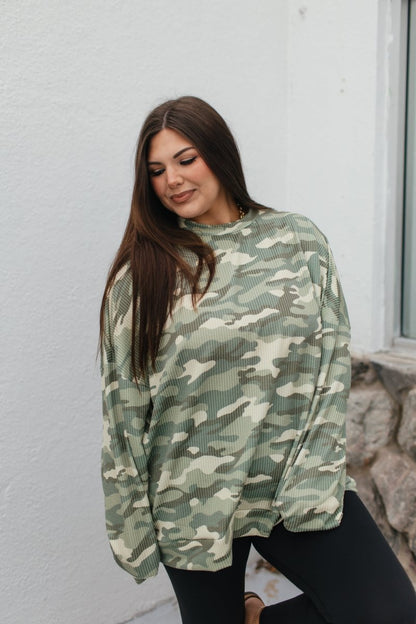Sierra Pullover In Camo - Reg & Curvy - Macoma Boutique120 Long Sleeve