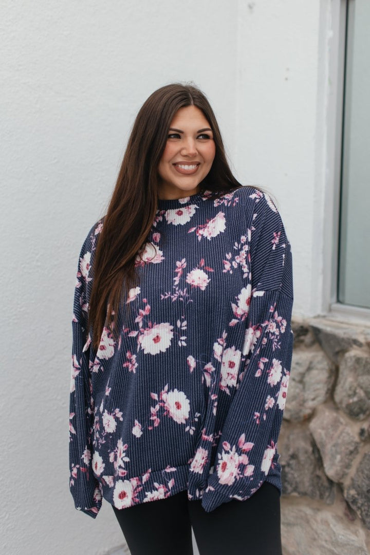 Sierra Pullover In Navy - Reg & Curvy - Macoma Boutique120 Long Sleeve