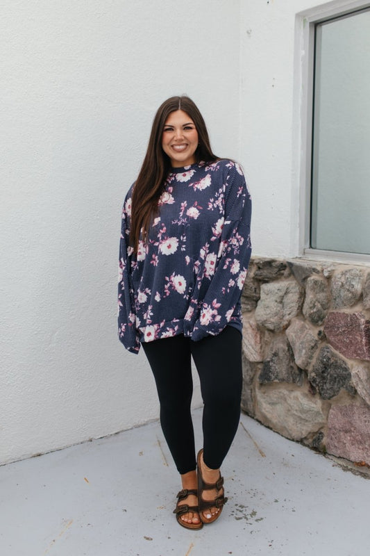 Sierra Pullover In Navy - Reg & Curvy - Macoma Boutique120 Long Sleeve