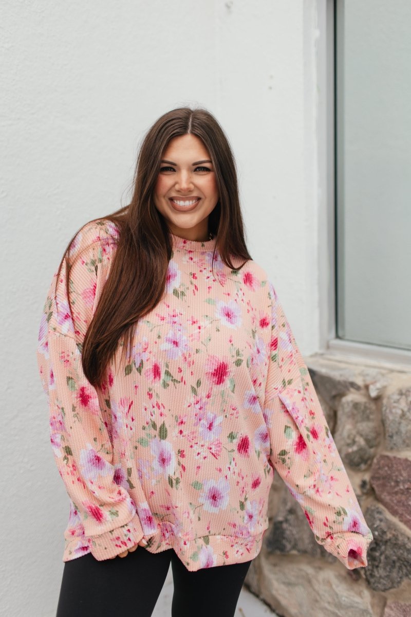 Sierra Pullover In Peach - Reg & Curvy - Macoma Boutique120 Long Sleeve