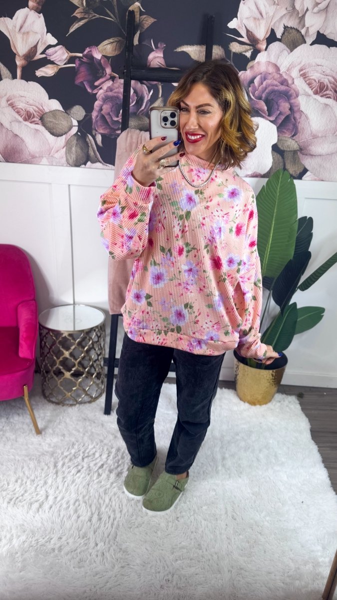 Sierra Pullover In Peach - Reg & Curvy - Macoma Boutique120 Long Sleeve