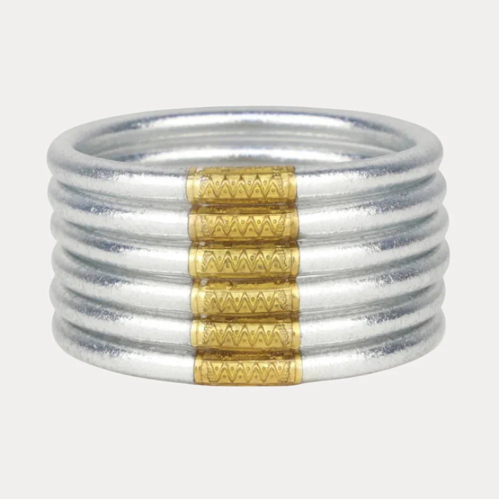 Silver All Weather Bangles (Set Of 6) In Serenity Prayer - Macoma Boutique310 Accessories/Jewelry