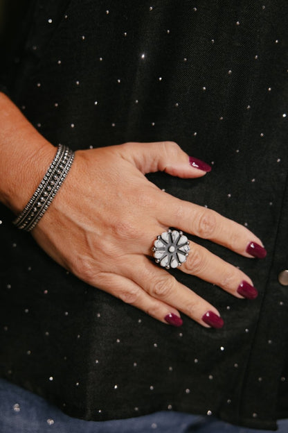 Silver Petal Adjustable Ring - Macoma Boutique315 Jewelry
