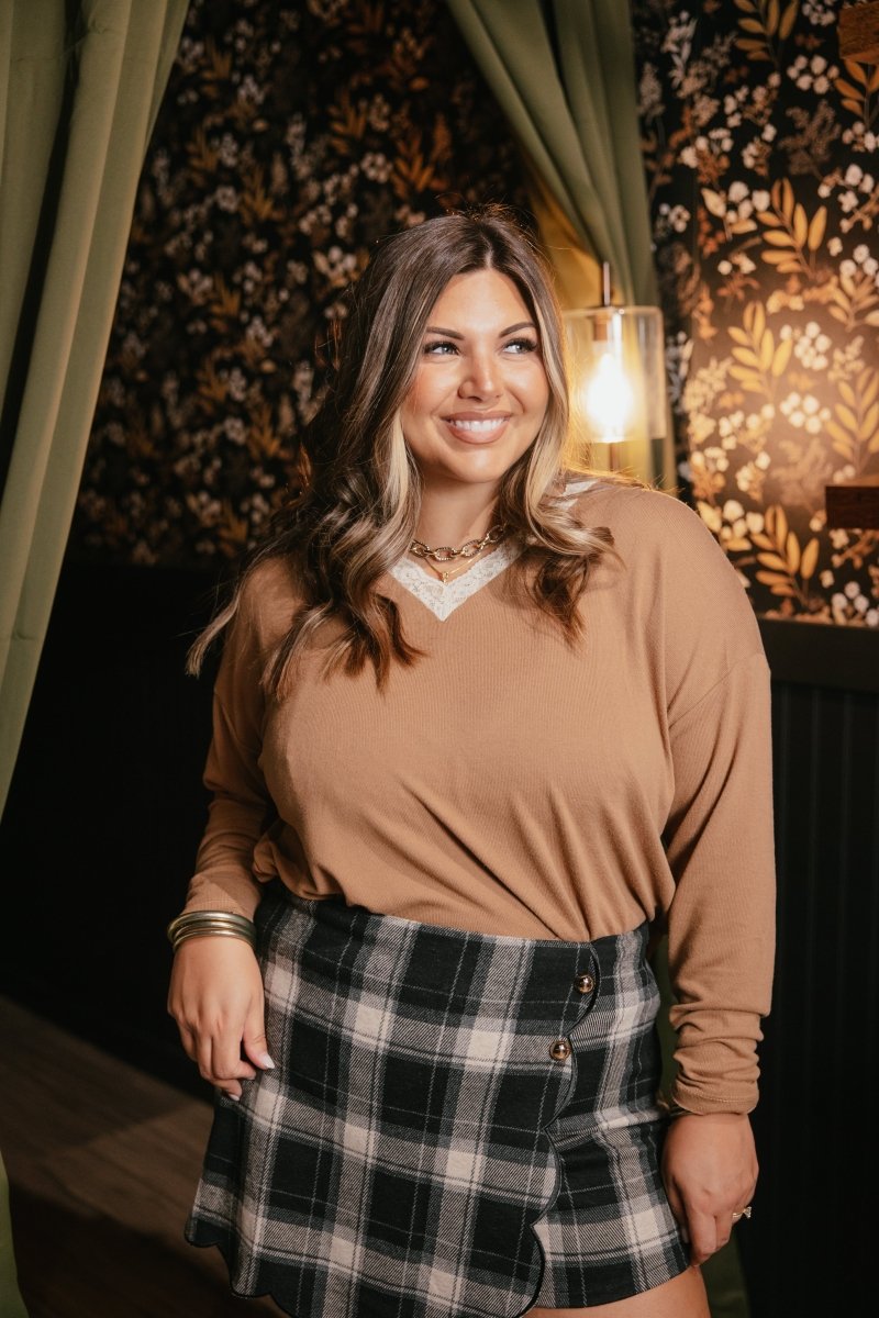 Simple and Sweet Top In Brown - Reg & Curvy - Macoma Boutique120 Long Sleeve
