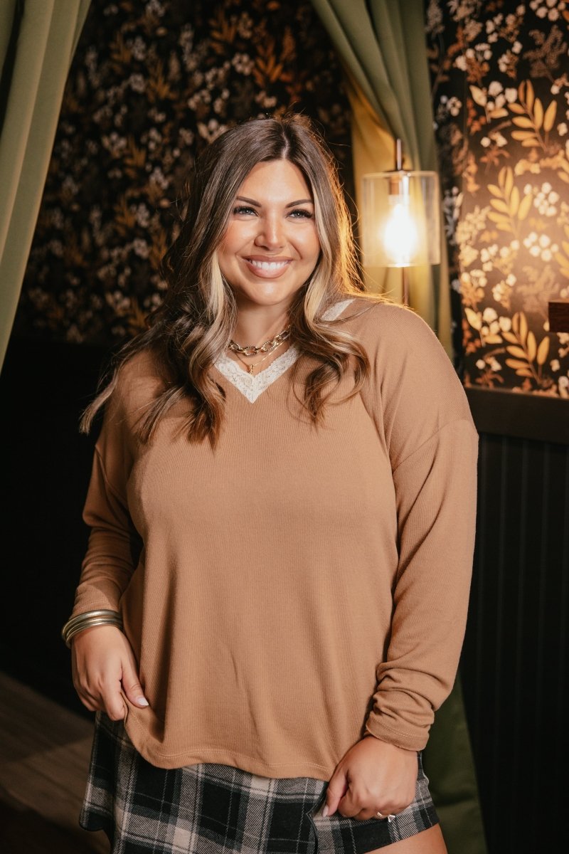 Simple and Sweet Top In Brown - Reg & Curvy - Macoma Boutique120 Long Sleeve