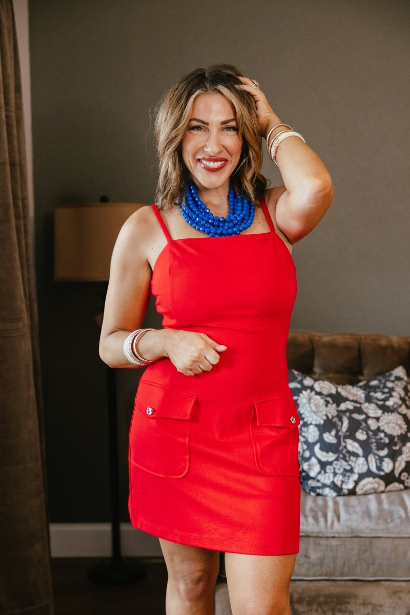 DOE AND RAE Simply Sophisticated Dress In Red – Macoma Boutique