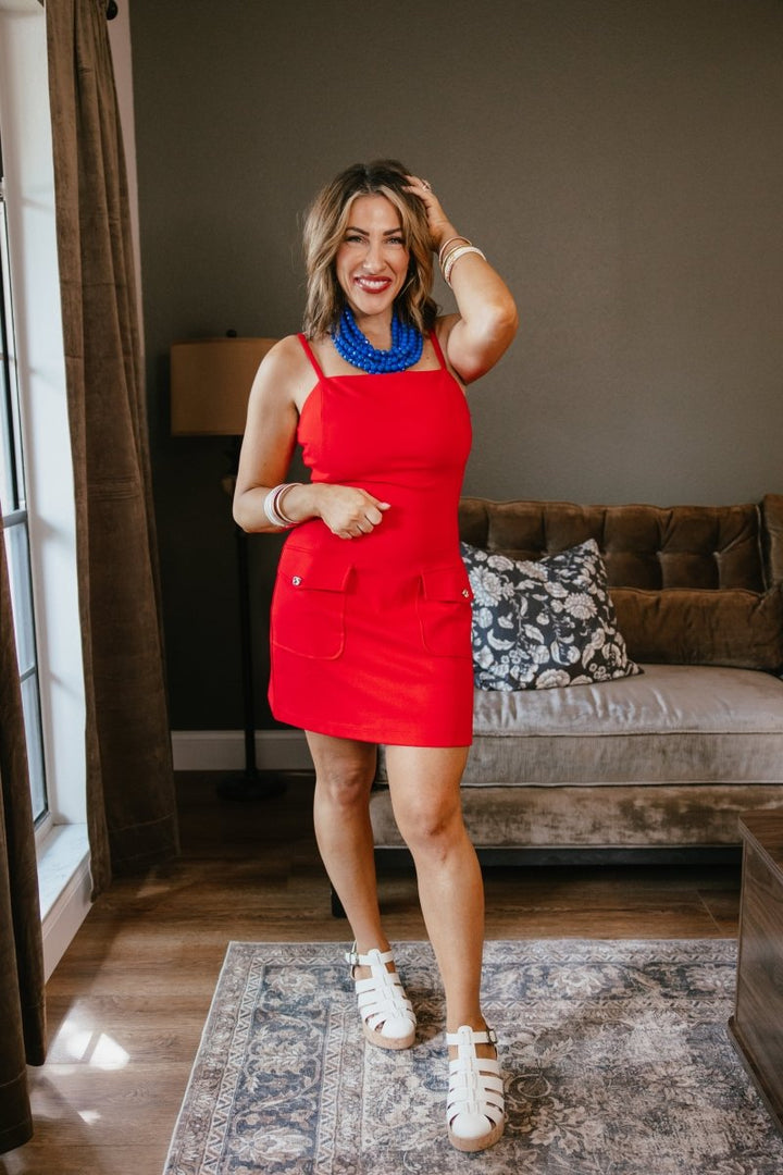 Simply Sophisticated Dress In Red - Macoma Boutique250 Dresses