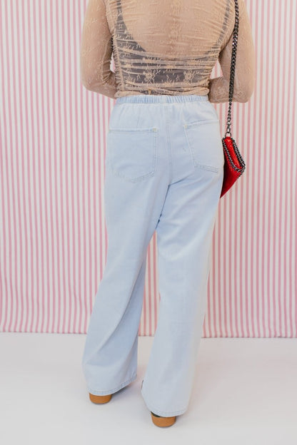 Sky Drawstring Palazzo Denim - Macoma Boutique170 Denim