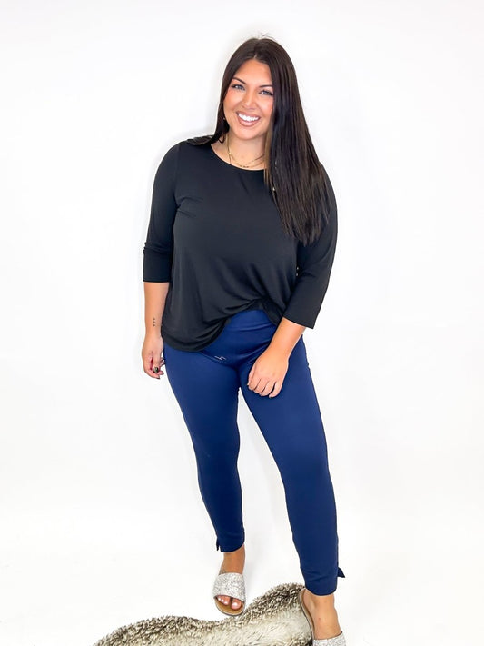 Slim And Trim Pants in Navy - Reg/Curvy - FINAL SALE - Macoma Boutique210 Other Bottoms