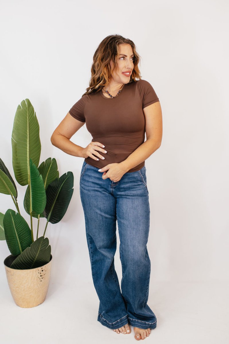 Slimm T-Shirt In Brown - Reg & Curvy - Macoma Boutique100 Short Sleeve