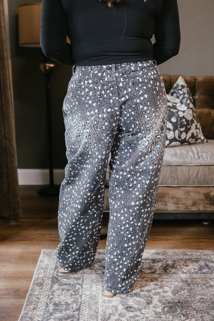 Smokeshow Leopard Barrel Jeans - Reg & Curvy - Macoma Boutique170 Denim