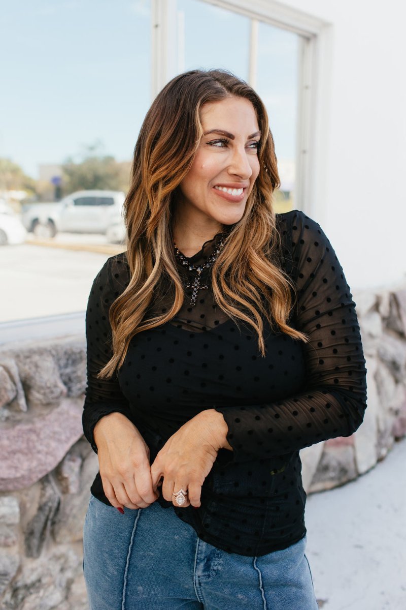 So Fetch Lux Layer Top In Polkadot - Reg & Curvy - Macoma Boutique120 Long Sleeve