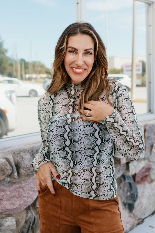 So Fetch Lux Layer Top In Snake - Reg & Curvy - Macoma Boutique120 Long Sleeve